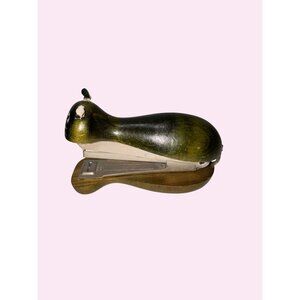 Vintage Mid Century Cat Shaped Desk Stapler Made In Japan Wood & Metal Design De